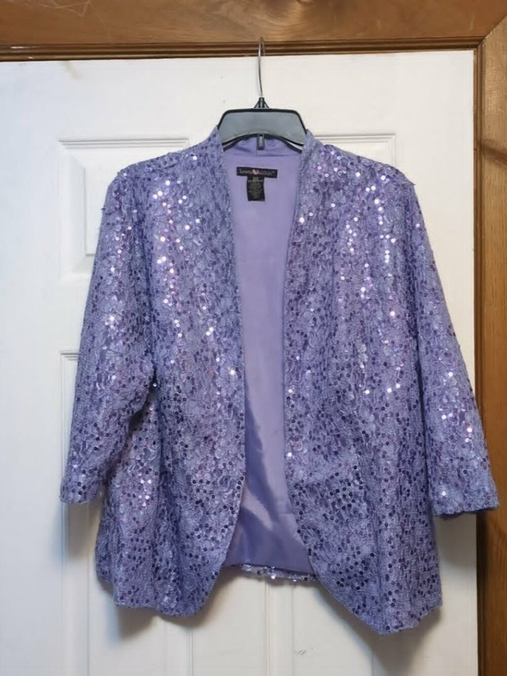 Woman Within Lace Sequin Purple Semi (Formal) Jacket Size 20W Glam Bling Shine